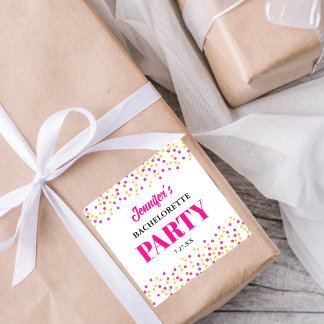 Bachelorette Party Glam Pink Gold Dots スクエアシール