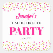 Bachelorette Party Glam Pink Gold Dots スクエアシール (正面)