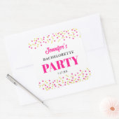 Bachelorette Party Glam Pink Gold Dots スクエアシール (封筒)