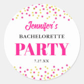 Bachelorette Party Glam Pink Gold Dots Round ラウンドシール (正面)