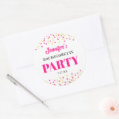 Bachelorette Party Glam Pink Gold Dots Round ラウンドシール (封筒)