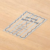 Bachelorette Party Golf Bach Retro Stripes アクリル招待状 (レイダウン)