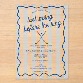 Bachelorette Party Golf Bach Retro Stripes アクリル招待状 (正面)