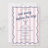 Bachelorette Party Golf Bach Retro Stripes Pink 招待状 (正面)