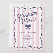 Bachelorette Party Itinerary Bach Weekend Bow Pink 招待状 (正面)