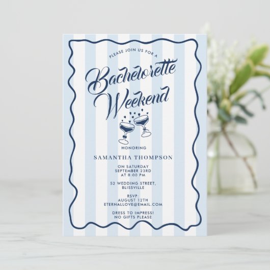 Bachelorette Party Itinerary Bach Weekend Cocktail 招待状 (スタンド正面)