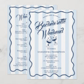 Bachelorette Party Itinerary Bach Weekend Cocktail 招待状 (正面/裏面)