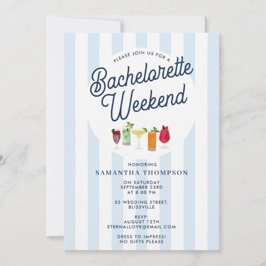 Bachelorette Party Itinerary Bach Weekend Retro 招待状 (正面)