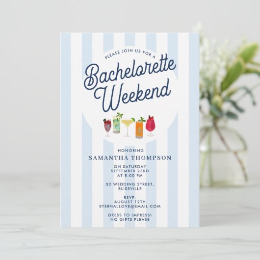 Bachelorette Party Itinerary Bach Weekend Retro 招待状 (スタンド正面)