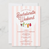 Bachelorette Party Itinerary Bach Weekend Retro 招待状 (正面)