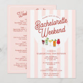 Bachelorette Party Itinerary Bach Weekend Retro 招待状 (正面/裏面)