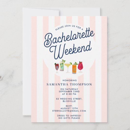 Bachelorette Party Itinerary Bach Weekend Retro 招待状 (正面)