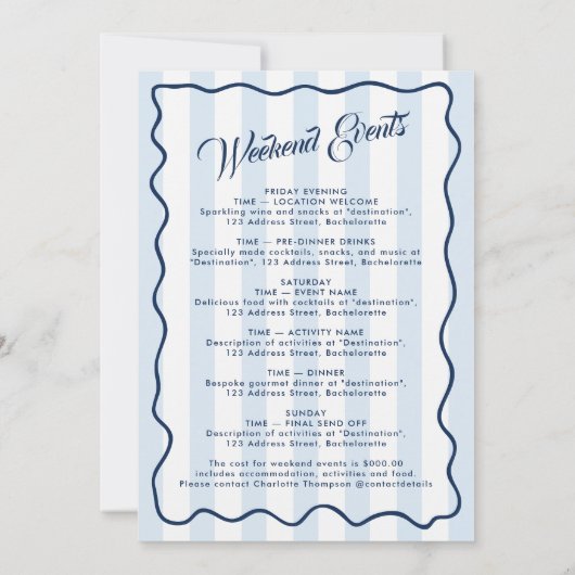 Bachelorette Party Itinerary Bach Weekend Wine 招待状 (裏面)
