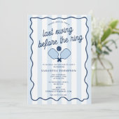 Bachelorette Party Pickleball Bach Retro Stripes 招待状 (スタンド正面)