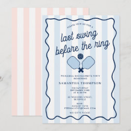 Bachelorette Party Pickleball Bach Retro Stripes 招待状