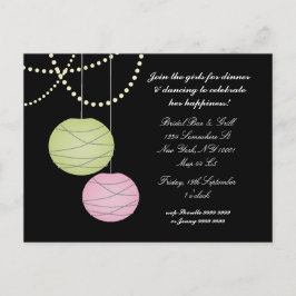 Bachelorette Party Pink Green Lanterns Invite Card インビテーションポストカード