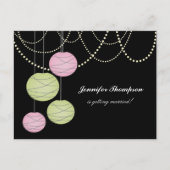 Bachelorette Party Pink Green Lanterns Invite Card インビテーションポストカード (正面)