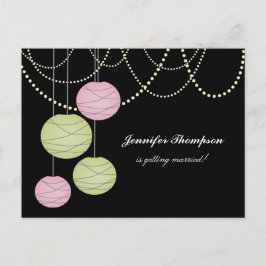 Bachelorette Party Pink Green Lanterns Invite Card インビテーションポストカード