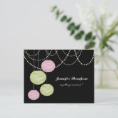 Bachelorette Party Pink Green Lanterns Invite Card インビテーションポストカード (スタンド正面)