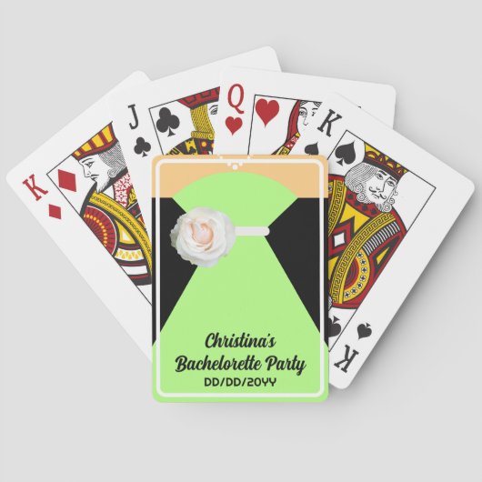 Bachelorette Party Poker White and Green Wedding トランプ (裏面)