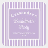 Bachelorette Party Retro Modern LightPurple Classy スクエアシール (正面)