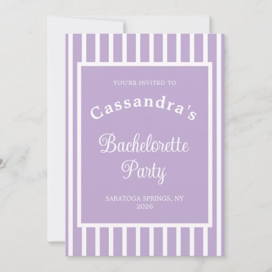 Bachelorette Party Retro Modern LightPurple Classy 招待状 (正面)