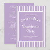Bachelorette Party Retro Modern LightPurple Classy 招待状 (正面/裏面)