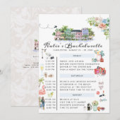 Bachelorette Weekend Itinerary | チャールストン, SC 招待状 (正面/裏面)