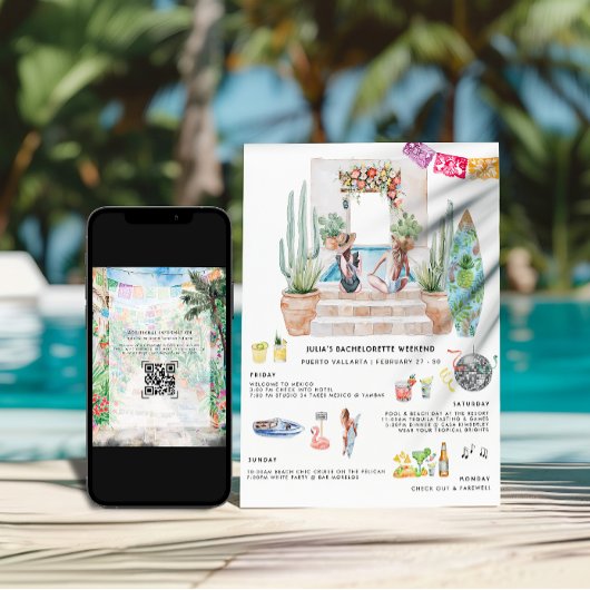 Bachelorette Weekend Itinerary | Tropical Mexico 招待状