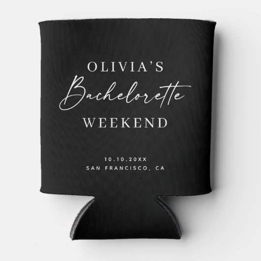 Bachelorette Weekend | Minimalist Elegant Black 缶クーラー (正面)
