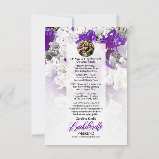 Bachelorette Weekend Wedding Invitation 出欠カード (裏面)