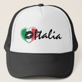 BaciキスラブイタリアItaliaハート国旗Trucker Hat キャップ