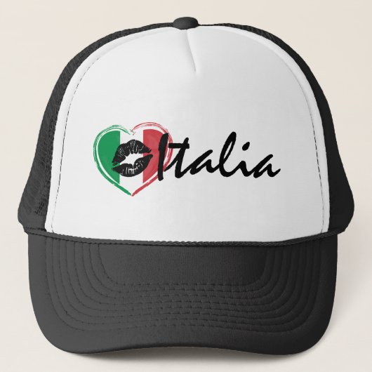BaciキスラブイタリアItaliaハート国旗Trucker Hat キャップ (正面)