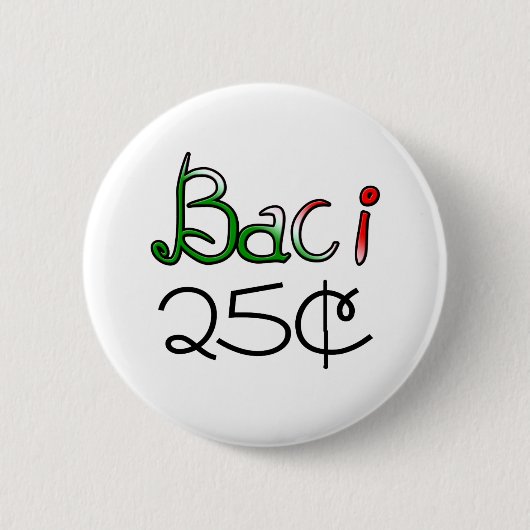 Baci (キス) 25セント 缶バッジ (正面)