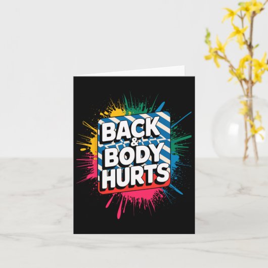 Back And Body Hurts Funny Bodybuilder Joke Gym Wei カード (黄色い花)