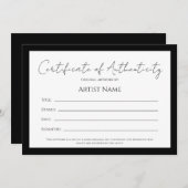 Back Art Photo Certificate of Authenticity シーズンカード (正面/裏面)