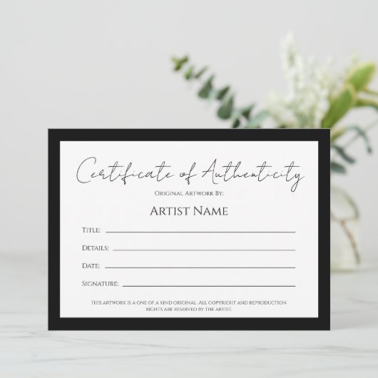 Back Art Photo Certificate of Authenticity シーズンカード (スタンド正面)