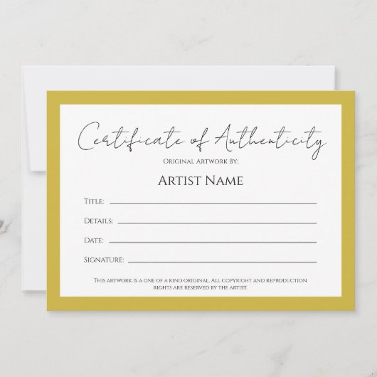 Back Art Photo Certificate of Authenticity シーズンカード (正面)