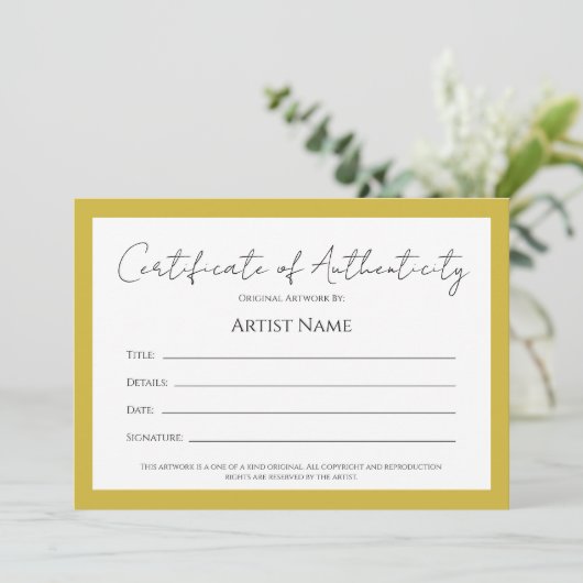 Back Art Photo Certificate of Authenticity シーズンカード (スタンド正面)