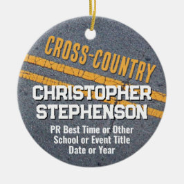 Back Cross Country Runner XC Team Schoolの写真 セラミックオーナメント