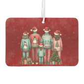 Back Facing Family of 5 In Christmas PJ's カーエアーフレッシュナー (裏面)