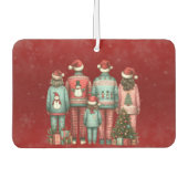 Back Facing Family of 5 In Christmas PJ's カーエアーフレッシュナー (正面)