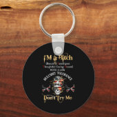 Back I'm A Btch Beautiful Intelligent Skeleton Mes キーホルダー (正面)