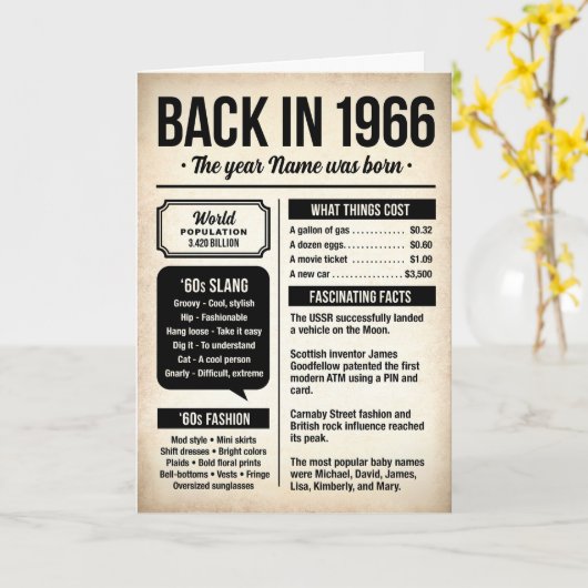 Back in 1966, Fun Facts, 60th Birthday カード (黄色い花)