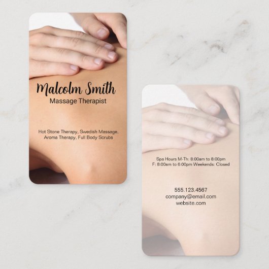 Back Massage | Health Spa 予約カード (正面/裏面)