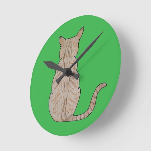 Back of Cat Kelly Green ラウンド壁時計 (傾斜)