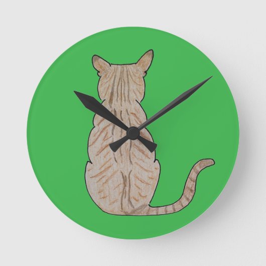 Back of Cat Kelly Green ラウンド壁時計 (正面)
