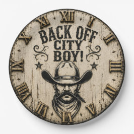 Back Off City Boy Cowboy Western Farmhouse Ranch ペーパープレート