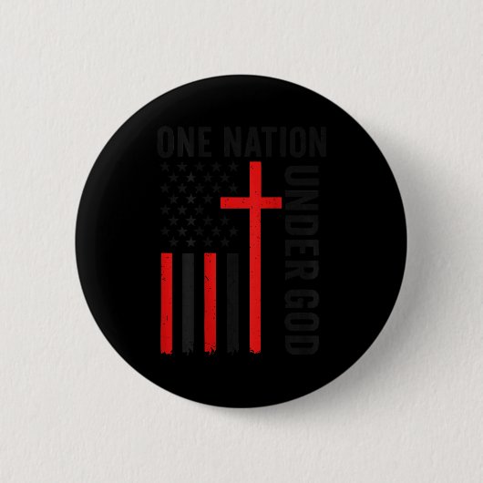 Back One Nation Under God American Flag Christian  缶バッジ (正面)