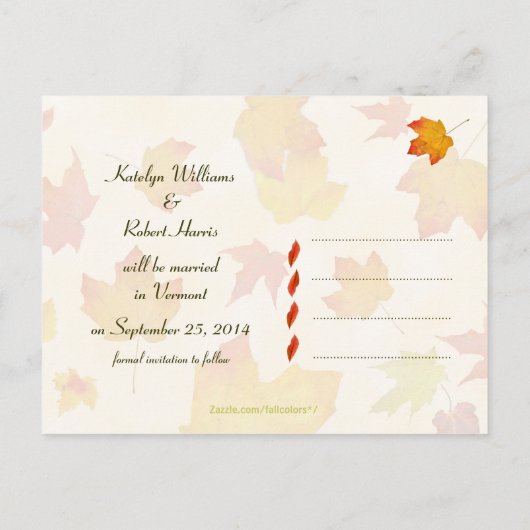 Back Road秋日付テンプレートはがきを保存 案内ポストカード (裏面)